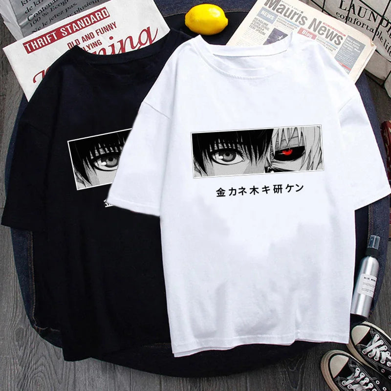 Berserker Gaze Graphic Tee – Edgy Monochrome Anime-Inspired Shirt - T-Shirts - Shirts & Tops - 2 - 2024