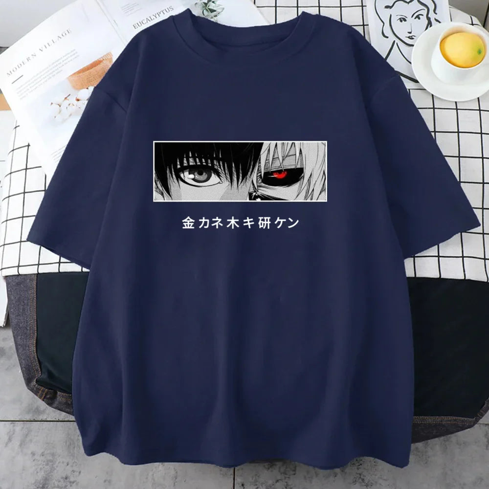 Berserker Gaze Graphic Tee – Edgy Monochrome Anime-Inspired Shirt - Dark Blue / 4XL - T-Shirts - Shirts & Tops - 11