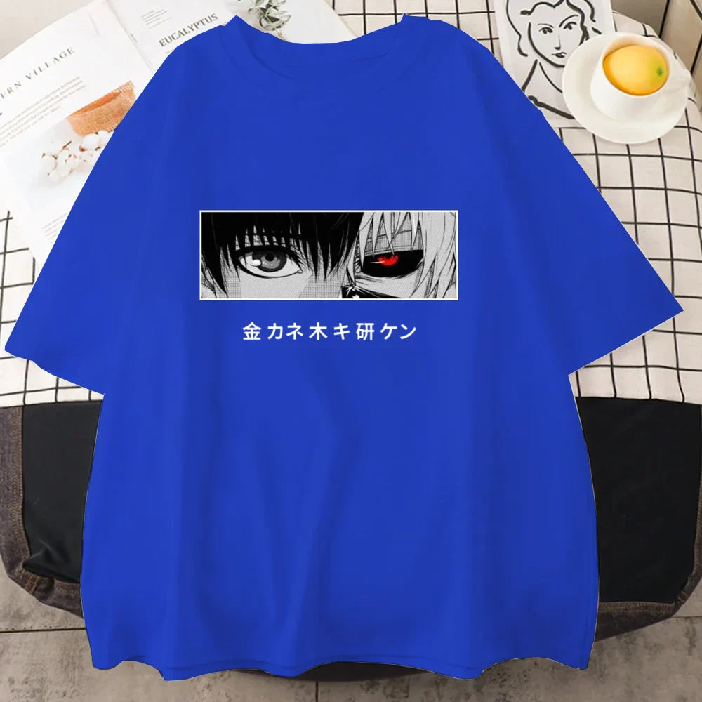 Berserker Gaze Graphic Tee – Edgy Monochrome Anime-Inspired Shirt - Blue / XXXL - T-Shirts - Shirts & Tops - 9 - 2024