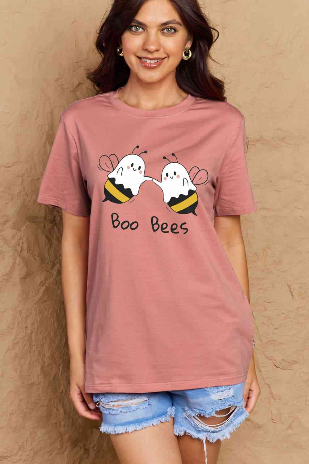 BOO BEES Graphic Cotton T-Shirt - Pink / S - T-Shirts - Shirts & Tops - 1 - 2024