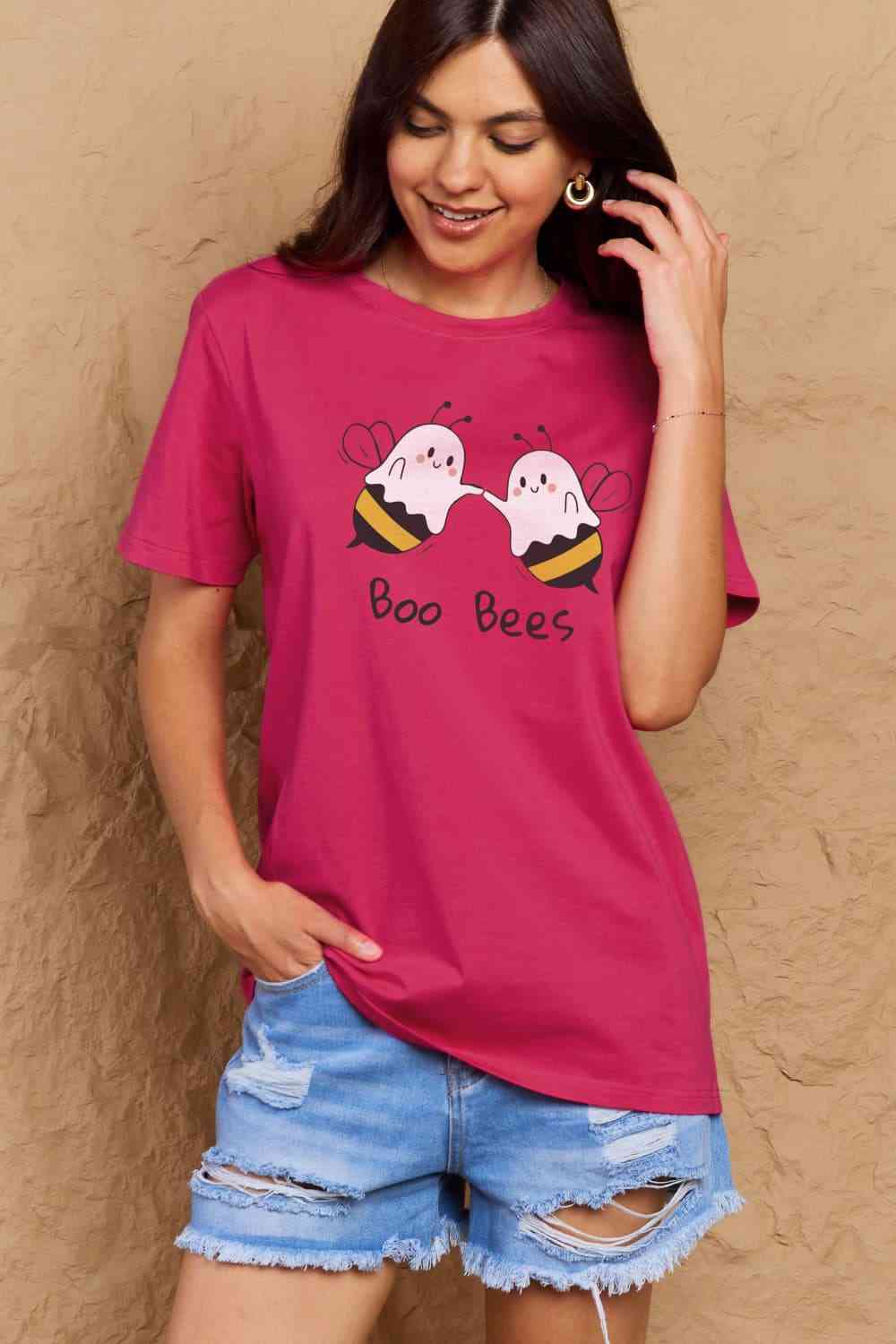 BOO BEES Graphic Cotton T-Shirt - Red / S - T-Shirts - Shirts & Tops - 13 - 2024