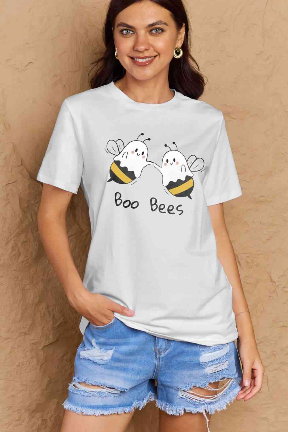 BOO BEES Graphic Cotton T-Shirt - White / S - T-Shirts - Shirts & Tops - 7 - 2024