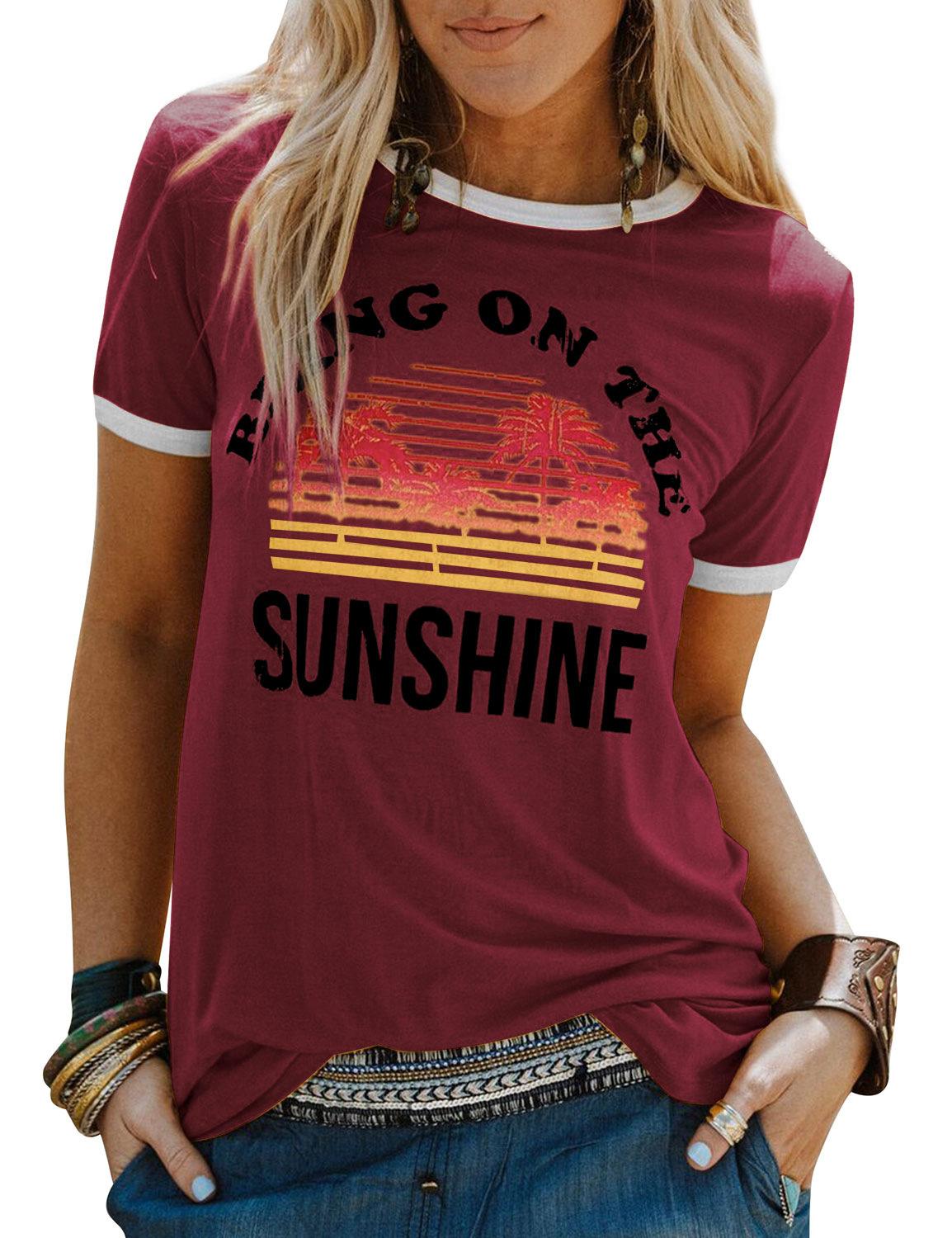 Bring On The Sunshine Tee - Dark Red / XXL - T-Shirts - Shirts & Tops - 45 - 2024