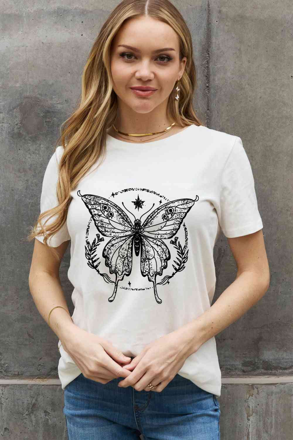 Butterfly Graphic Cotton Tee - T-Shirts - Shirts & Tops - 3 - 2024