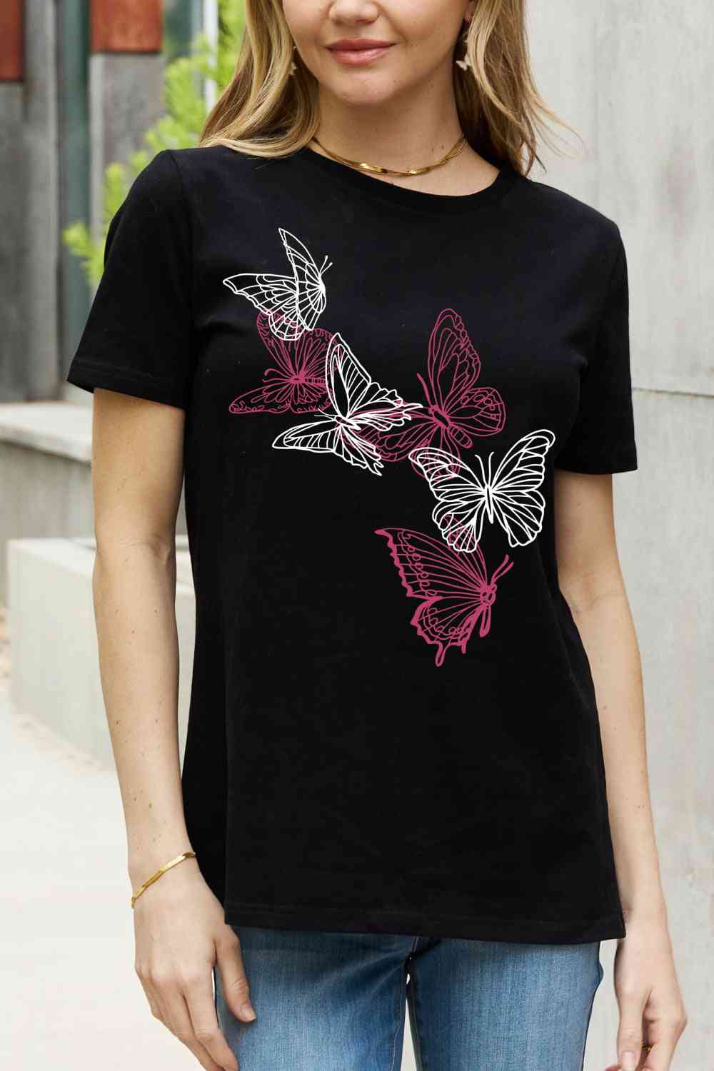 Butterfly Graphic Cotton Tee - T-Shirts - Shirts & Tops - 11 - 2024