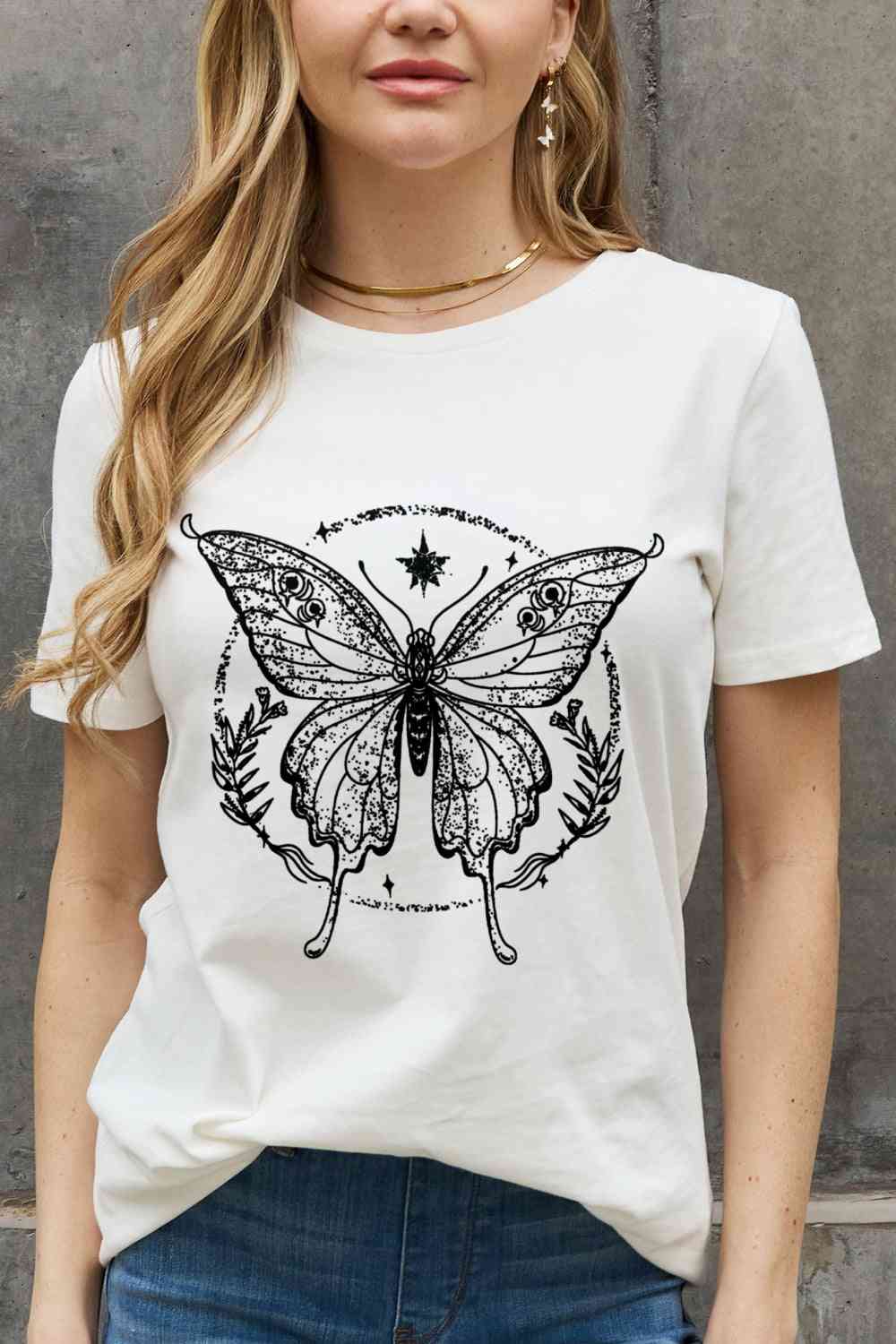 Butterfly Graphic Cotton Tee - T-Shirts - Shirts & Tops - 4 - 2024