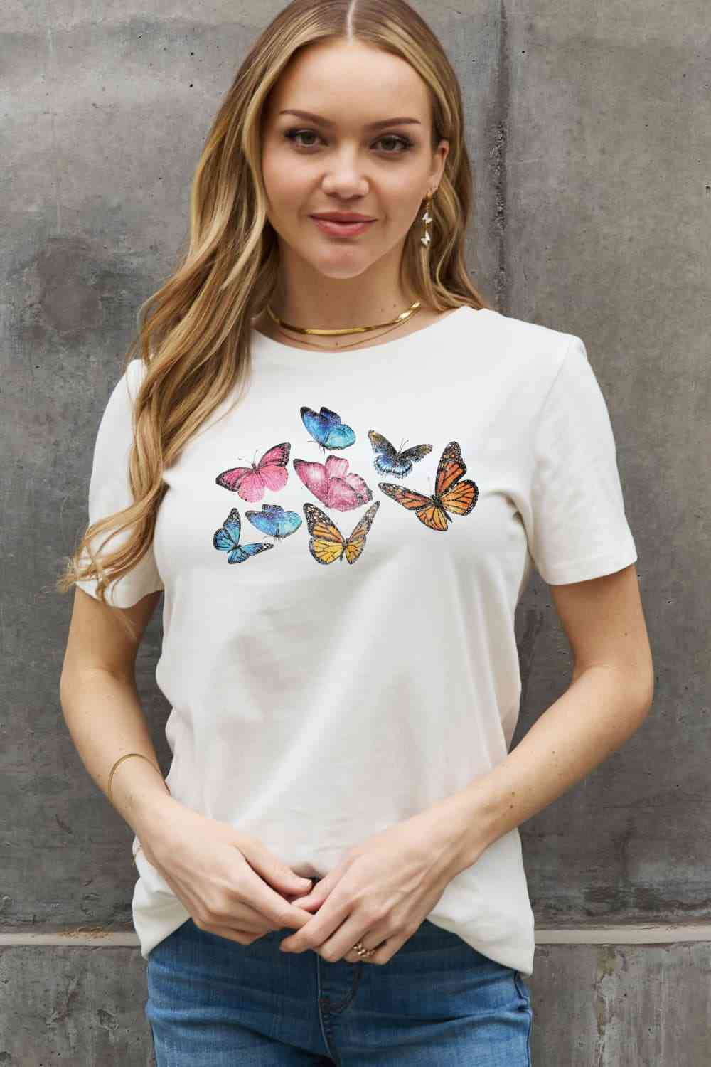 Butterfly Graphic Cotton Tee - T-Shirts - Shirts & Tops - 3 - 2024