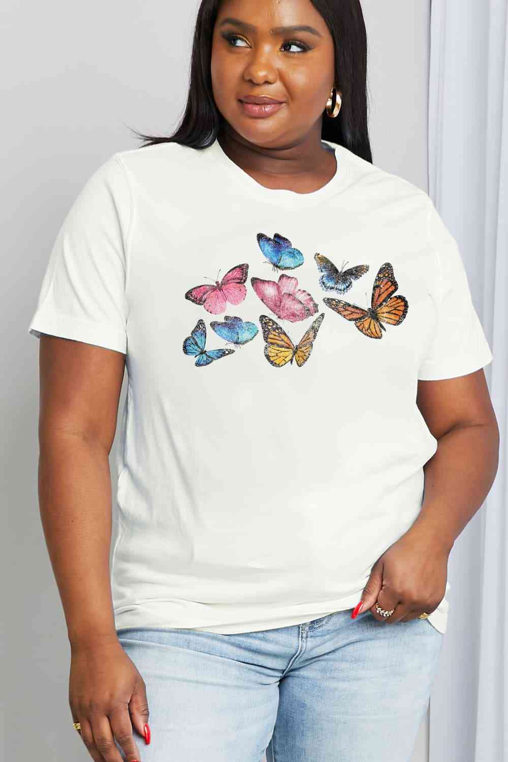 Butterfly Graphic Cotton Tee - T-Shirts - Shirts & Tops - 4 - 2024