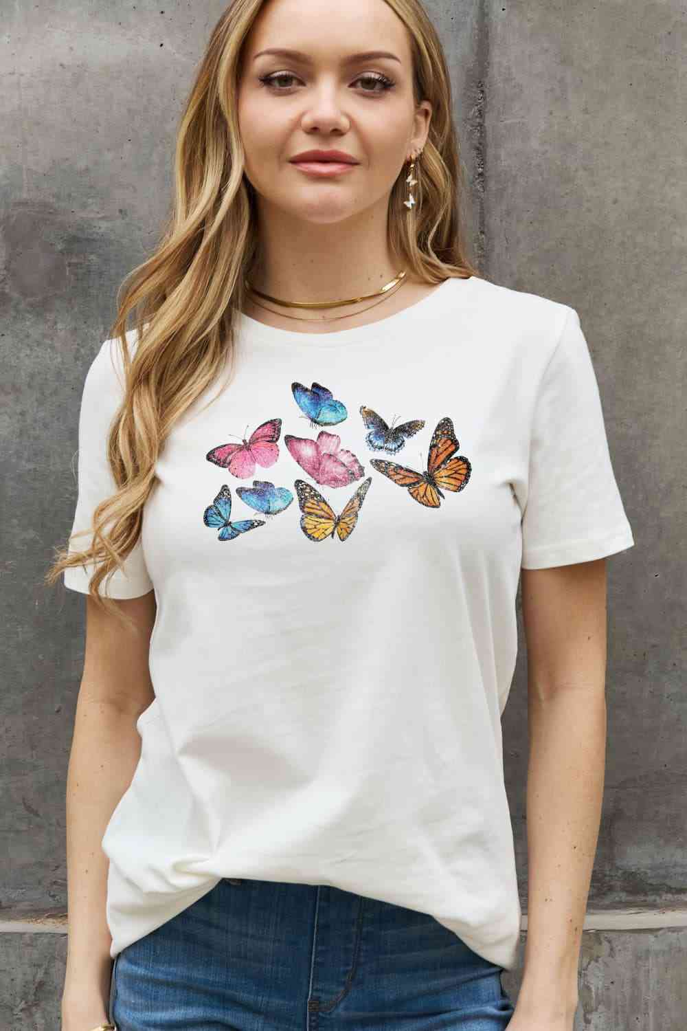 Butterfly Graphic Cotton Tee - White / S - T-Shirts - Shirts & Tops - 1 - 2024