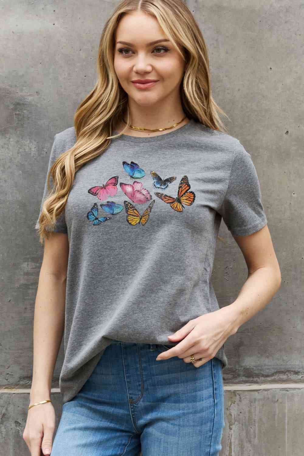 Butterfly Graphic Cotton Tee - T-Shirts - Shirts & Tops - 7 - 2024