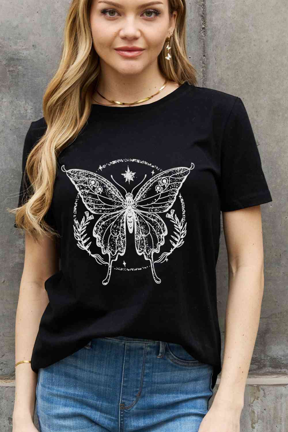 Butterfly Graphic Cotton Tee - T-Shirts - Shirts & Tops - 9 - 2024