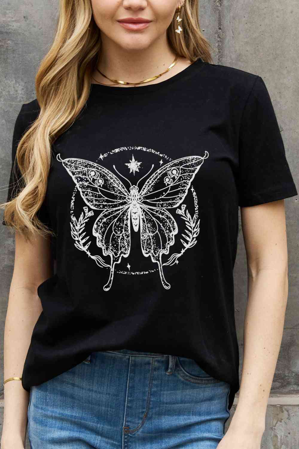 Butterfly Graphic Cotton Tee - T-Shirts - Shirts & Tops - 10 - 2024