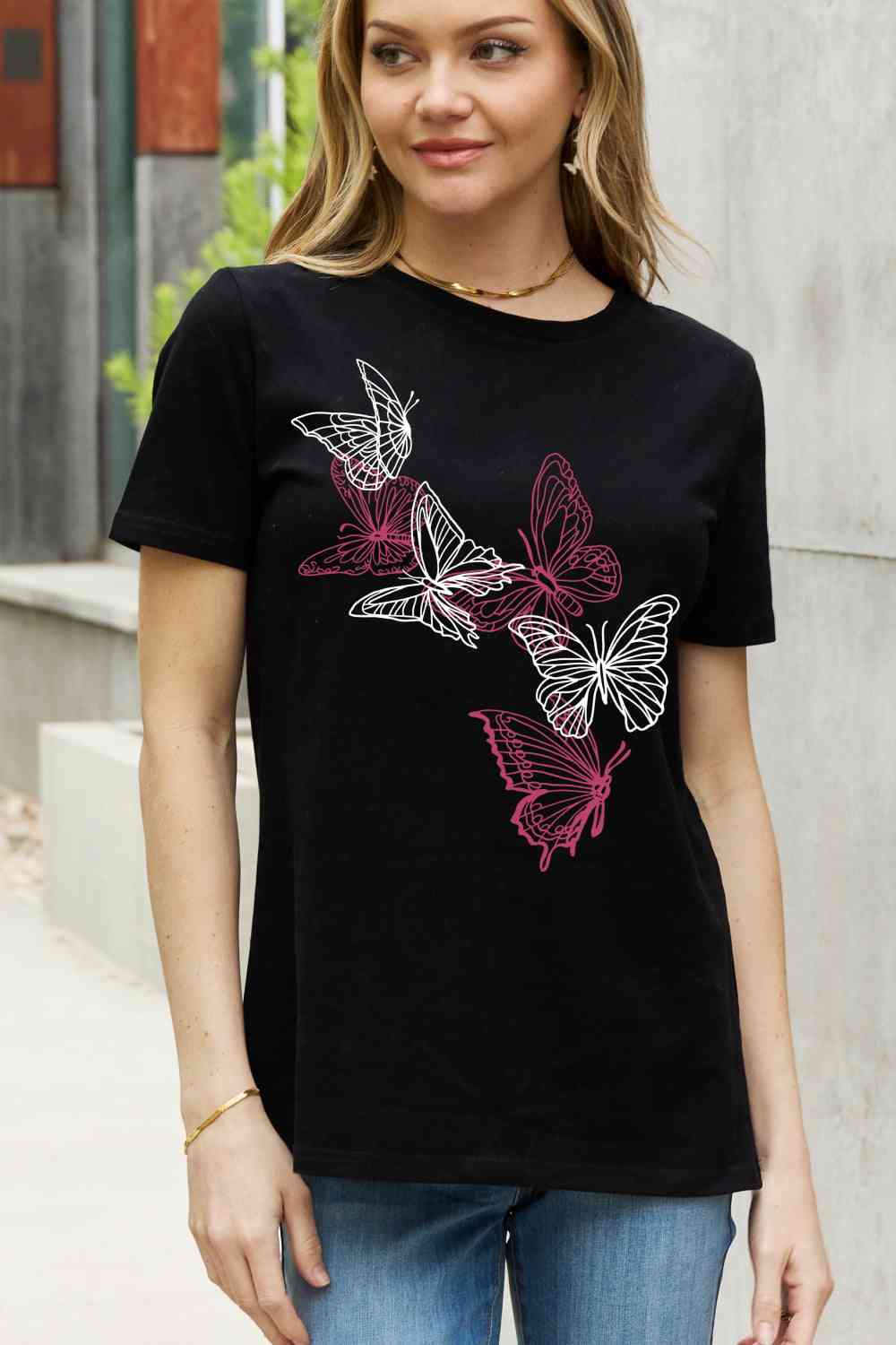 Butterfly Graphic Cotton Tee - T-Shirts - Shirts & Tops - 10 - 2024
