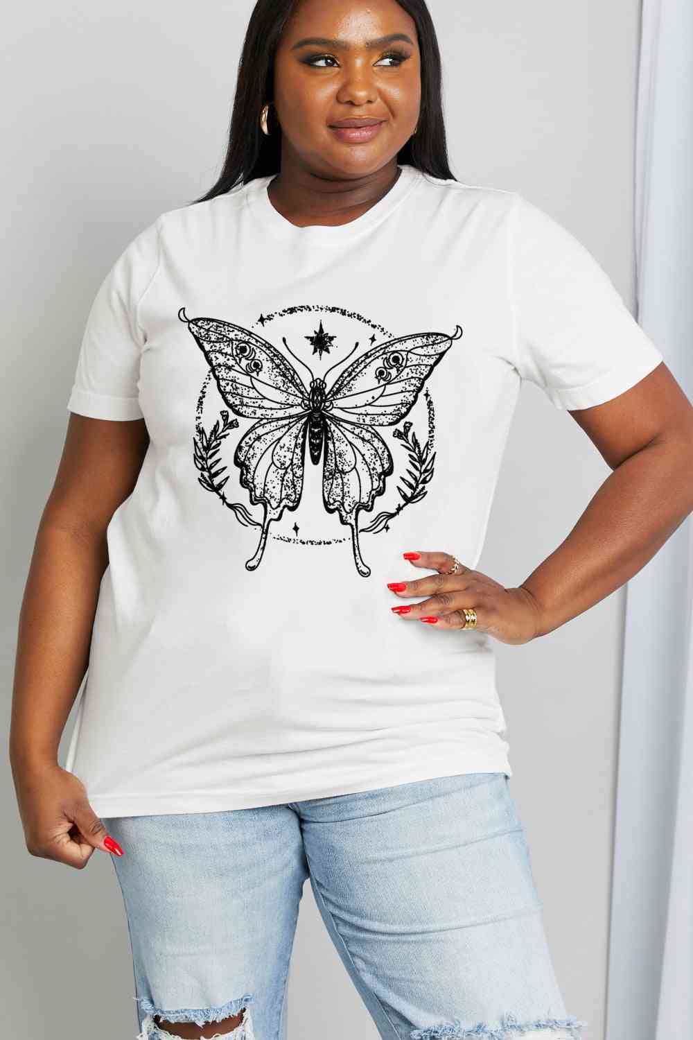 Butterfly Graphic Cotton Tee - T-Shirts - Shirts & Tops - 5 - 2024