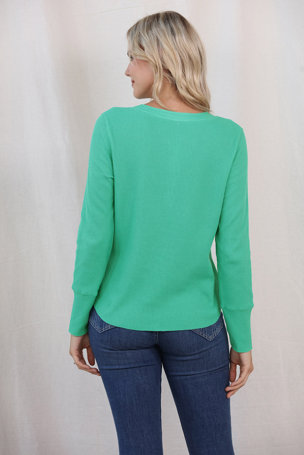 Buttoned Notched Neck Long Sleeve T-Shirt - T-Shirts - Shirts & Tops - 2 - 2024
