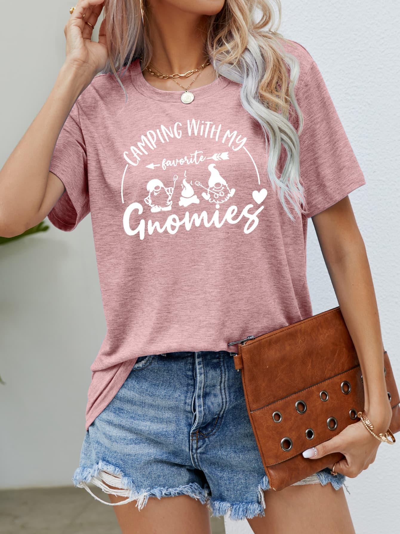 CAMPING WITH MY FAVORITE GNOMIES Graphic Tee - T-Shirts - Shirts & Tops - 16 - 2024