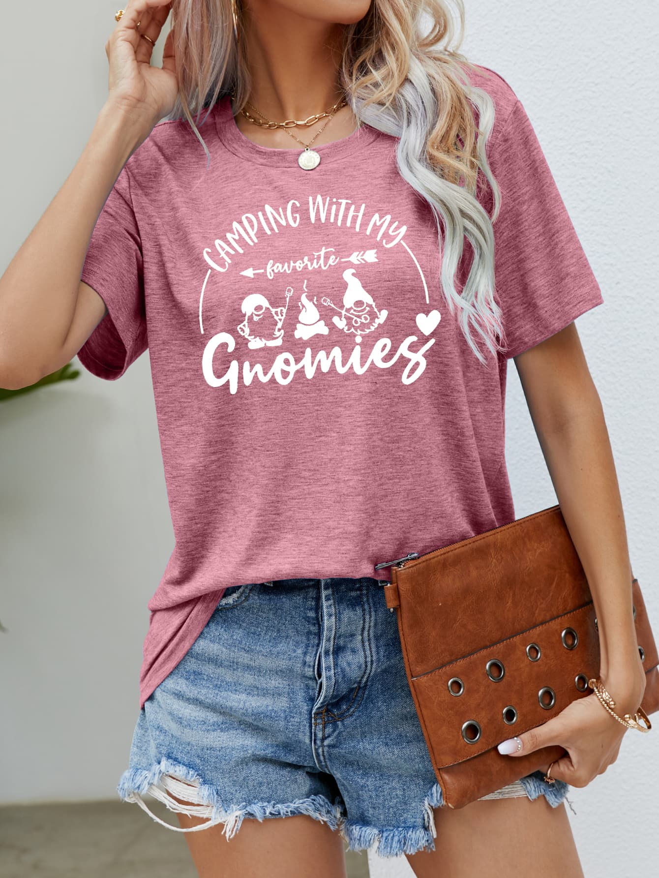 CAMPING WITH MY FAVORITE GNOMIES Graphic Tee - Red / S - T-Shirts - Shirts & Tops - 13 - 2024