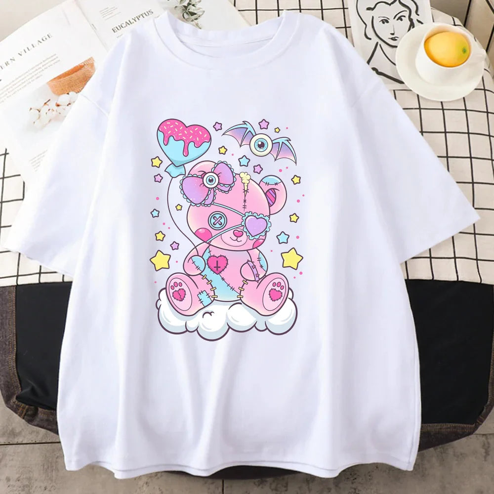 Candy Critter Tee – Sweet Goth Fantasy Oversized T-Shirt - White / 4XL - T-Shirts - Shirts & Tops - 5 - 2024