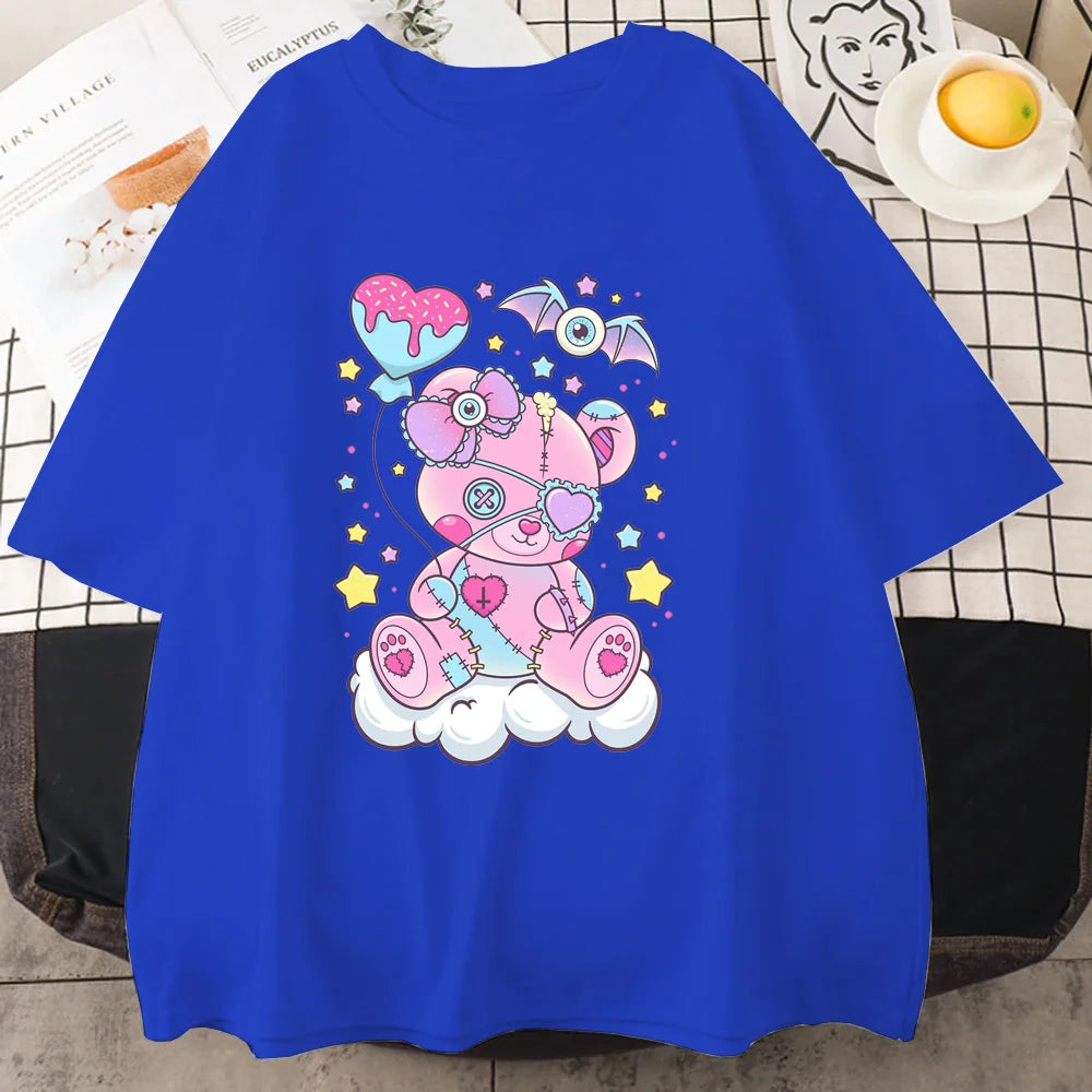 Candy Critter Tee – Sweet Goth Fantasy Oversized T-Shirt - Blue / XXL - T-Shirts - Shirts & Tops - 9 - 2024