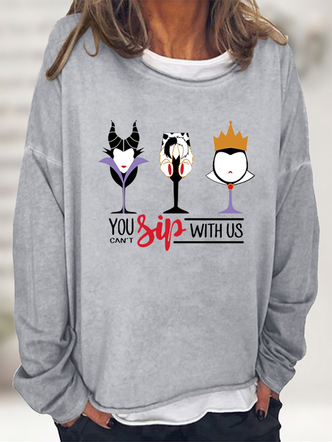 YOU CAN’T SIP WITH US Graphic Sweatshirt - Gray / S - T-Shirts - Shirts & Tops - 13 - 2024