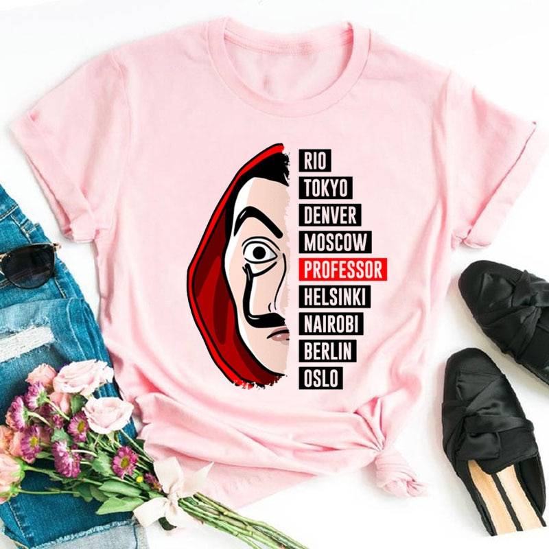 Casa Del Papel T Shirts - D26-pink / S - T-Shirts - Shirts & Tops - 48 - 2024