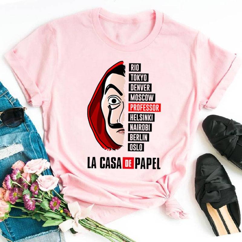 Casa Del Papel T Shirts - D23-pink / S - T-Shirts - Shirts & Tops - 58 - 2024