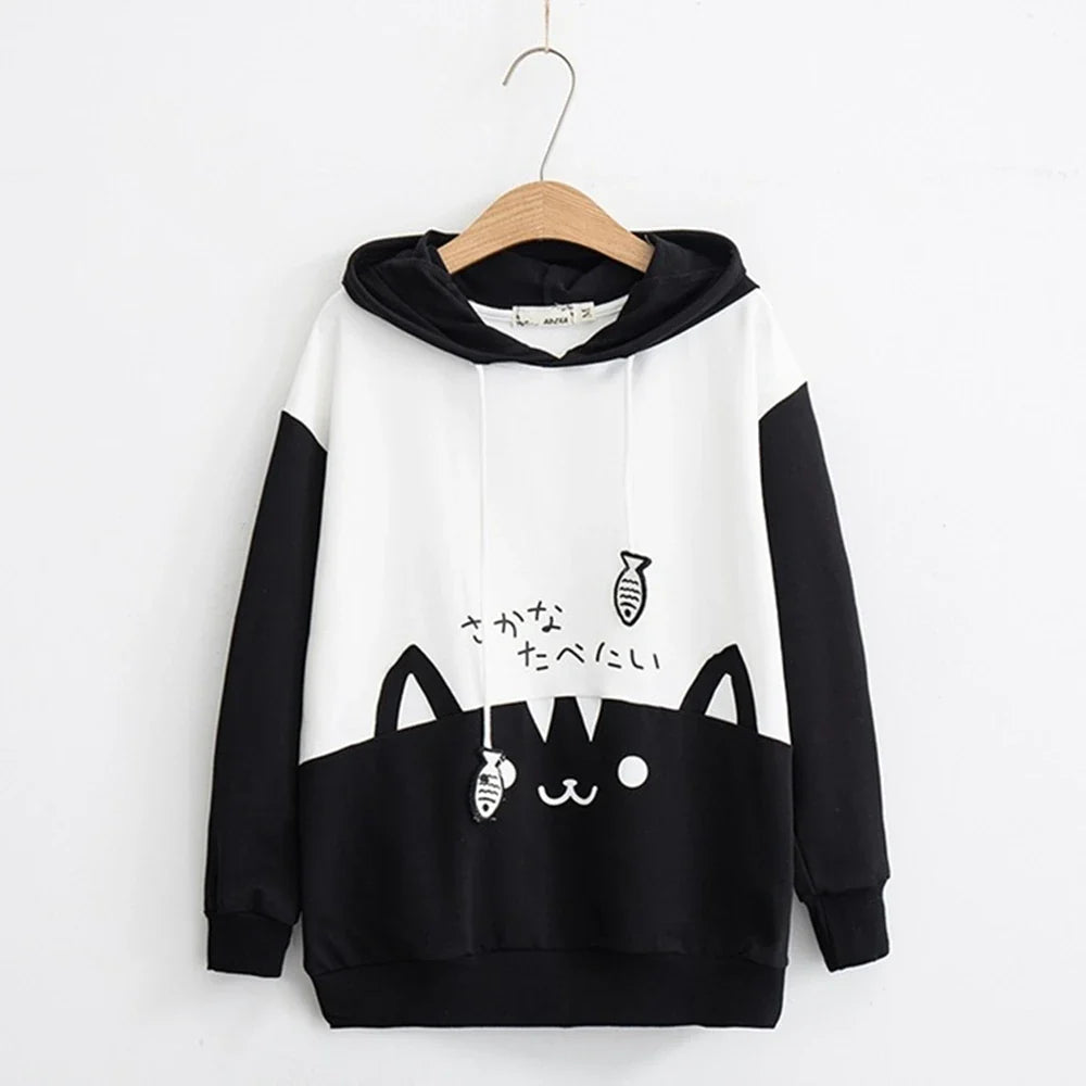 Casual Long Sleeve Cat Print Sweatshirt - T-Shirts - Shirts & Tops - 3 - 2024