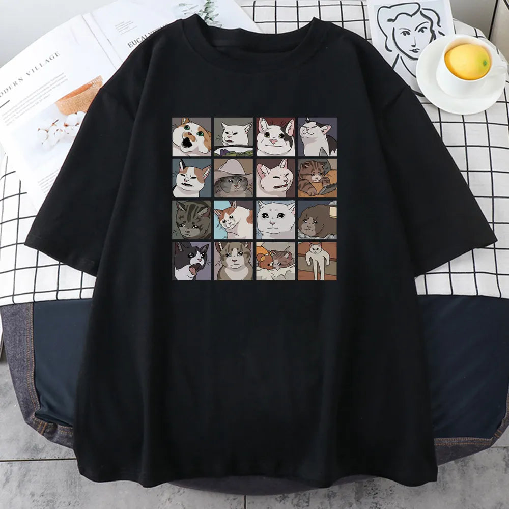 Cats Puzzle Printed T-shirt - Black / XXXL - T-Shirts - Shirts & Tops - 8 - 2024