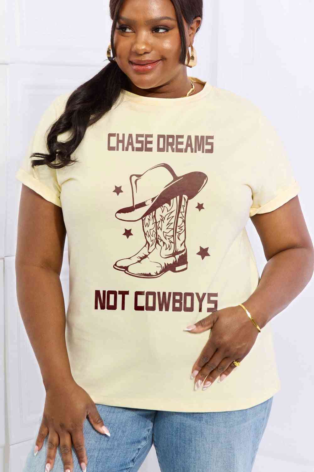 CHASE DREAMS NOT COWBOYS Graphic Cotton Tee - T-Shirts - Shirts & Tops - 3 - 2024