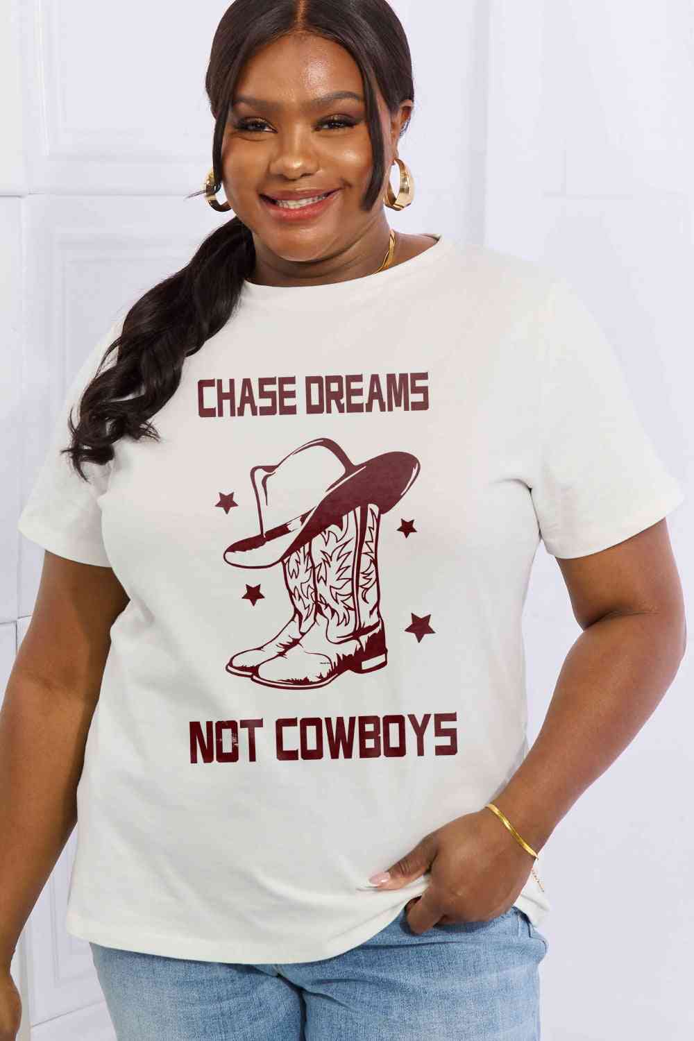 CHASE DREAMS NOT COWBOYS Graphic Cotton Tee - T-Shirts - Shirts & Tops - 7 - 2024
