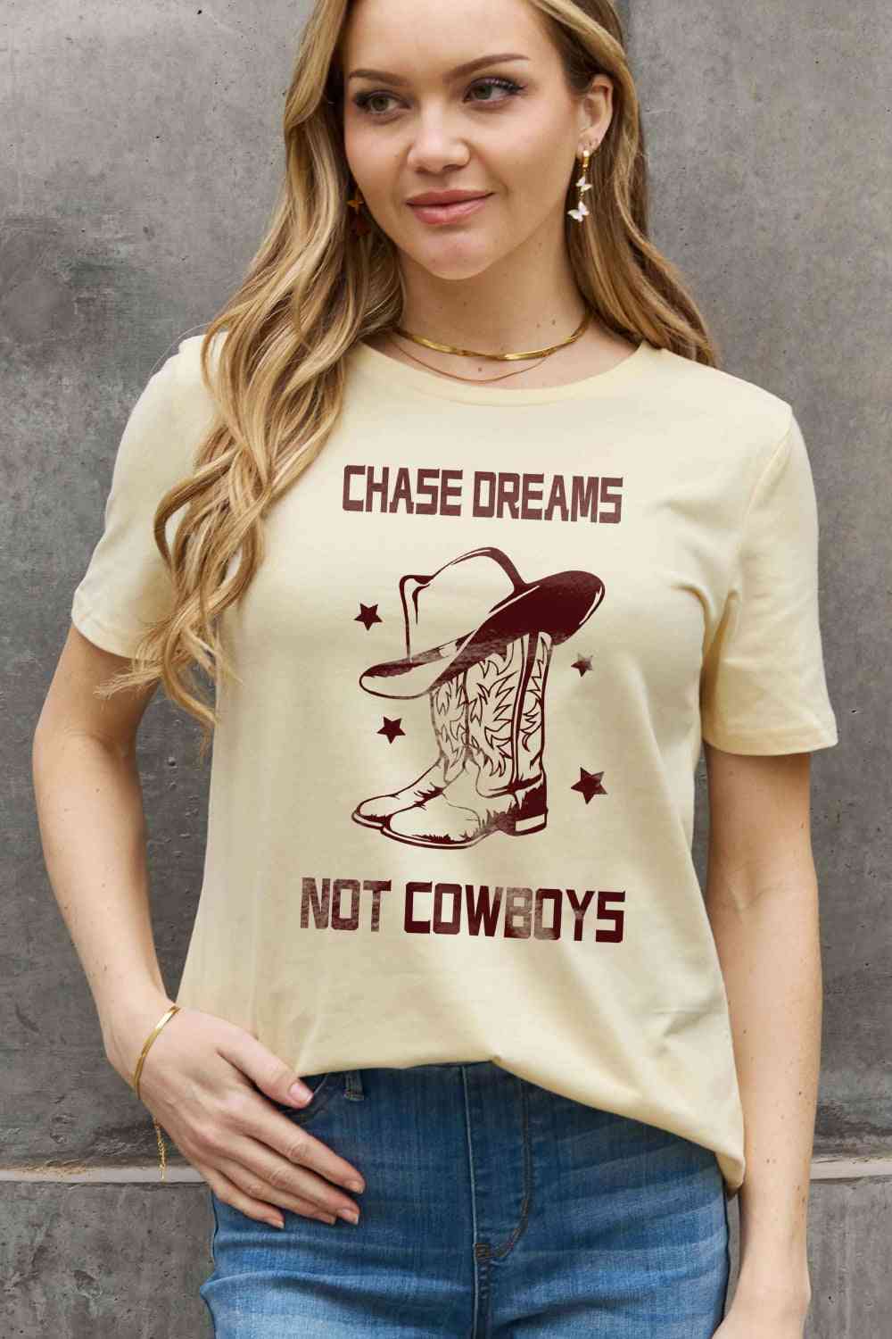 CHASE DREAMS NOT COWBOYS Graphic Cotton Tee - T-Shirts - Shirts & Tops - 4 - 2024