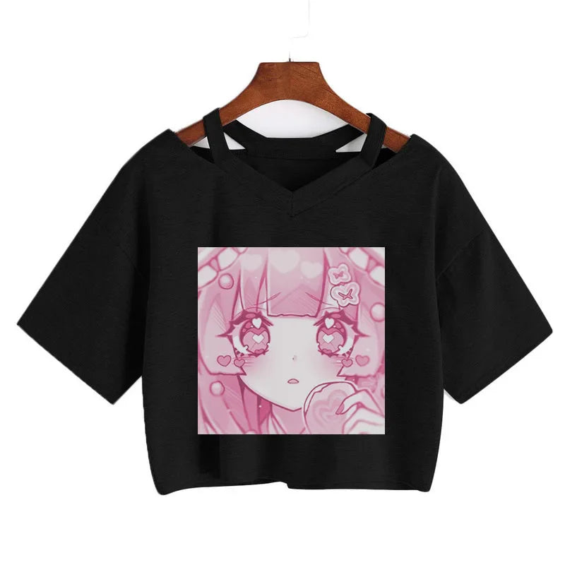 Cherry Blossom Dreams Crop Top – Sweet Manga-Inspired Pink Tee - Pink / S - T-Shirts - Shirts & Tops - 4 - 2024