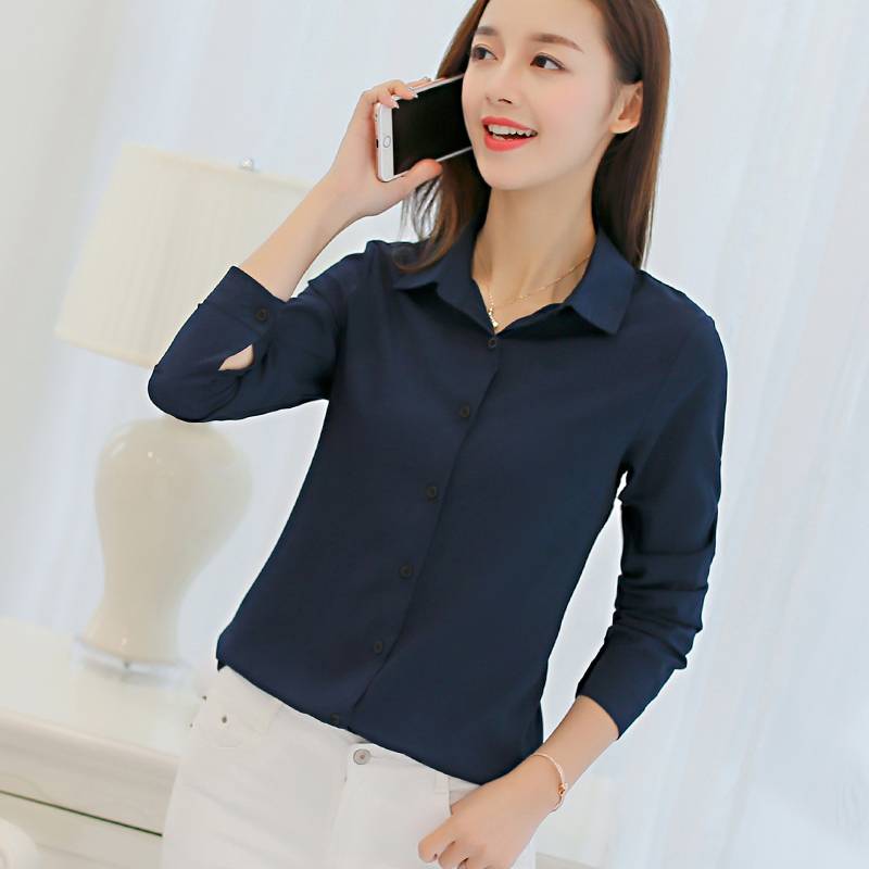 Chiffon Office Shirt - Dark Blue / XL - T-Shirts - Shirts & Tops - 2 - 2024