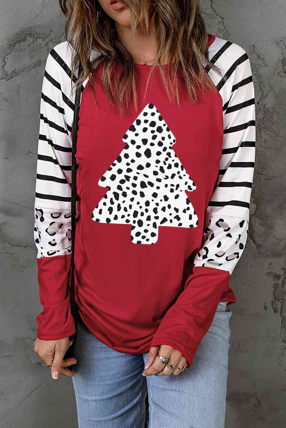 Christmas Tree Graphic Long Sleeve T-Shirt - T-Shirts - Shirts & Tops - 4 - 2024