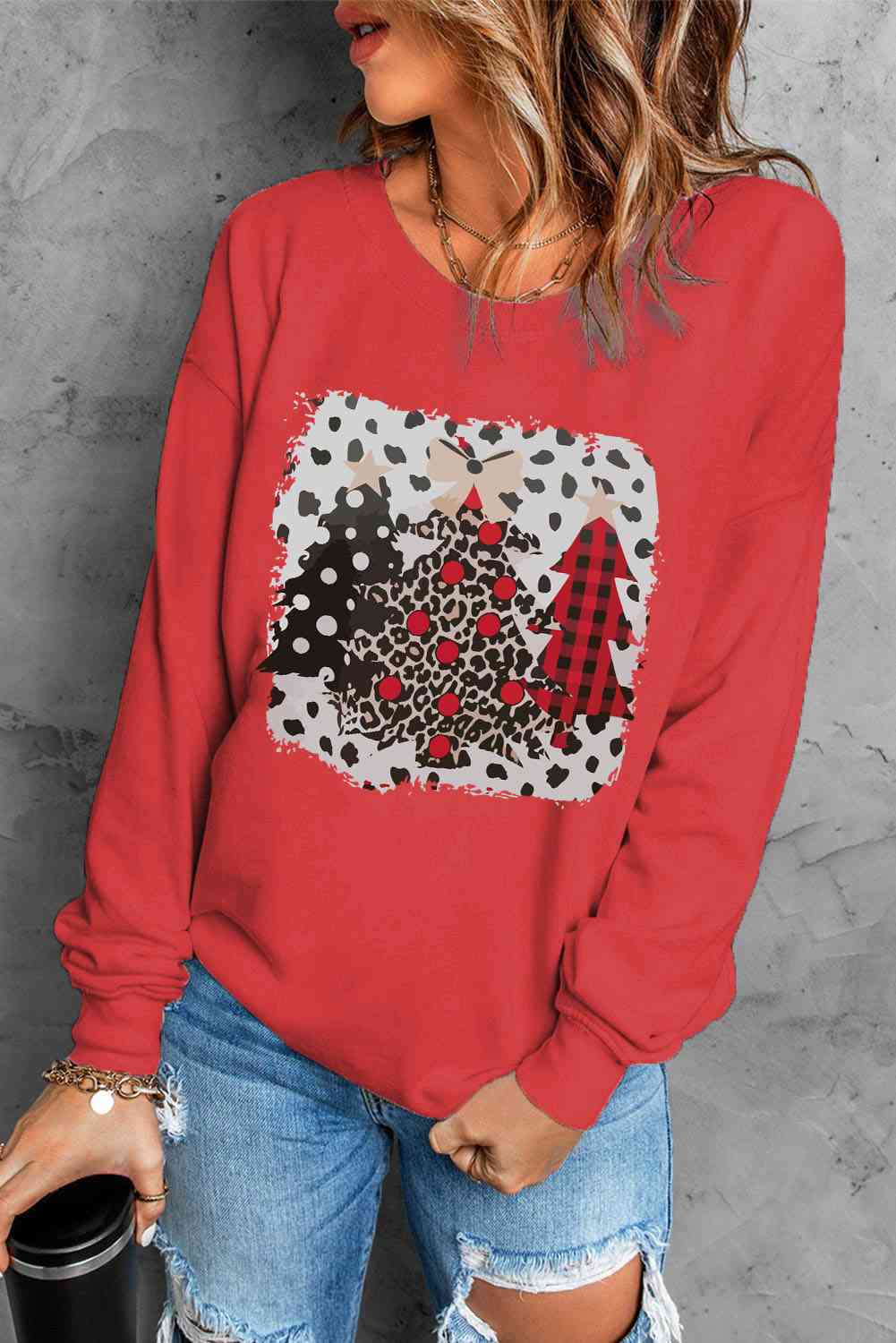Christmas Tree Graphic Sweatshirt - Red / S - T-Shirts - Shirts & Tops - 1 - 2024