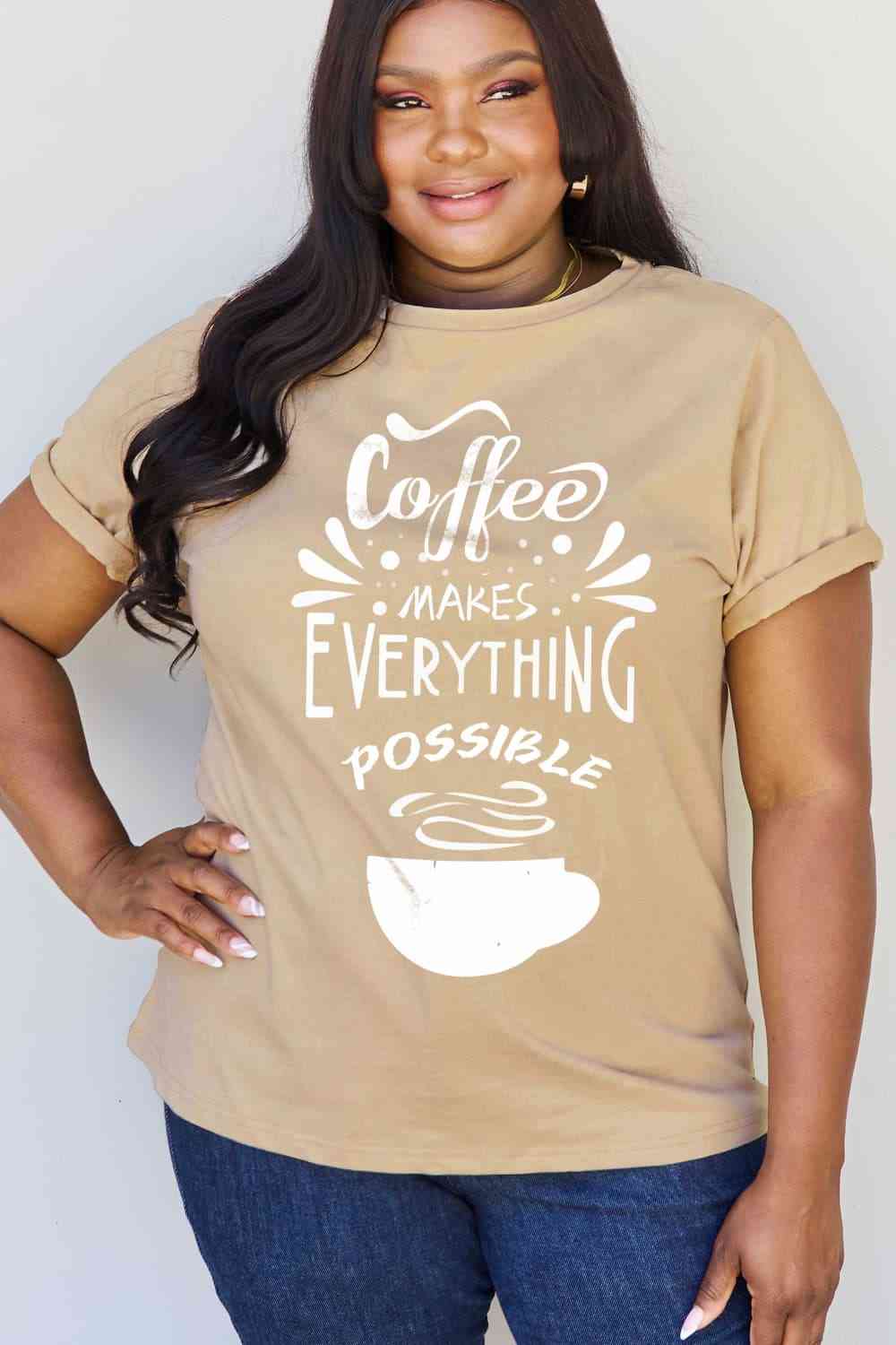 COFFEE MAKES EVERYTHING POSSIBLE Graphic Cotton Tee - T-Shirts - Shirts & Tops - 3 - 2024