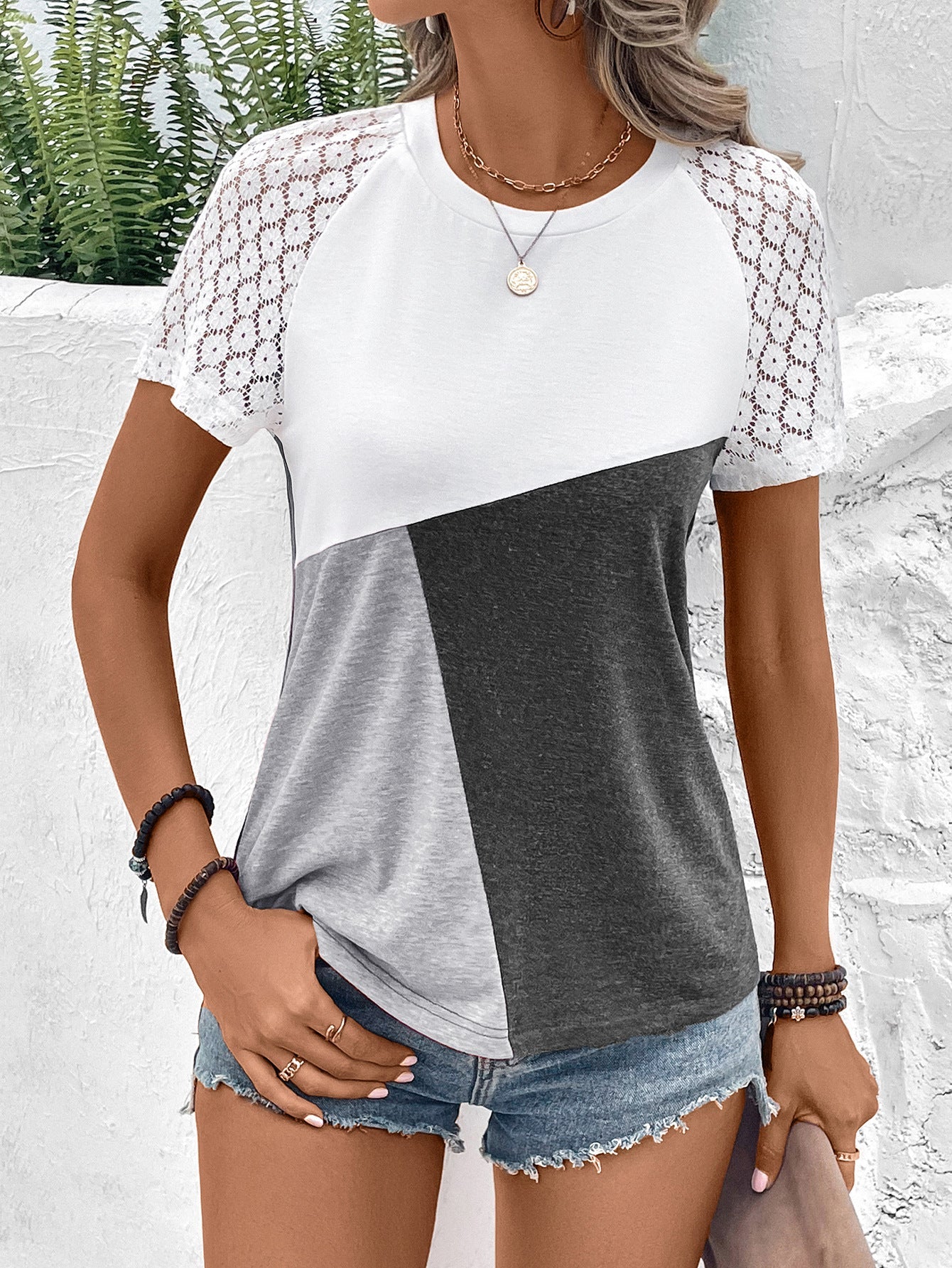 Color Block Raglan Sleeve Round Neck Tee - T-Shirts - Shirts & Tops - 4 - 2024