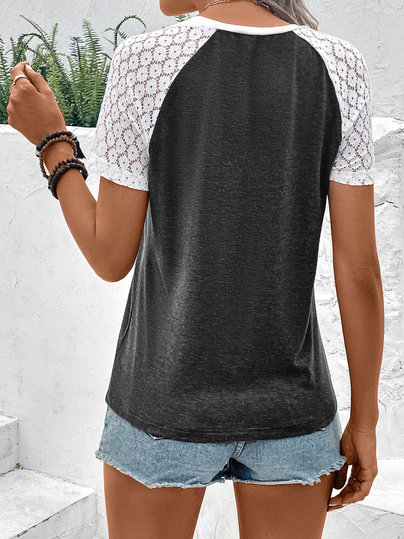 Color Block Raglan Sleeve Round Neck Tee - T-Shirts - Shirts & Tops - 15 - 2024