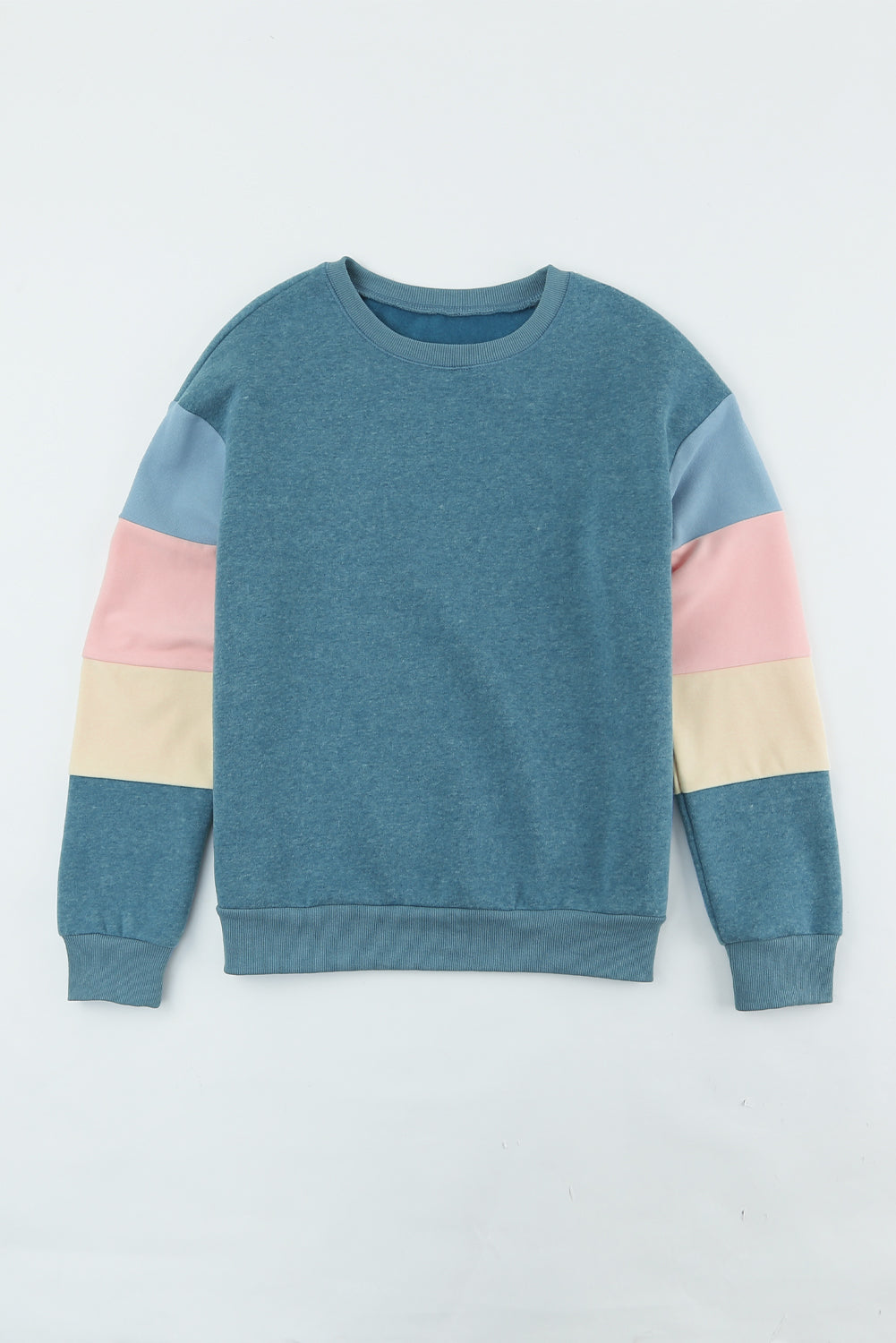 Color Block Ribbed Trim Sweatshirt - Blue / S - T-Shirts - Shirts & Tops - 11 - 2024