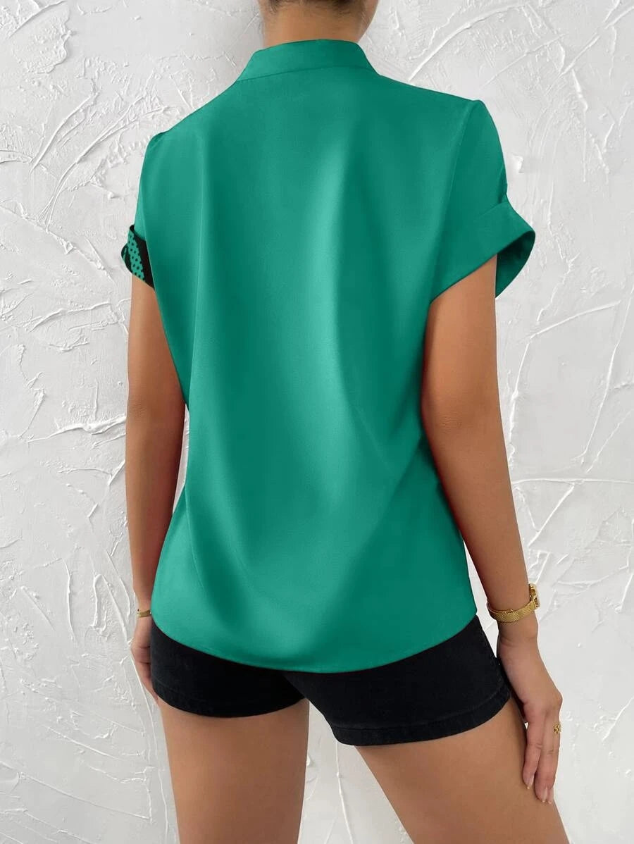 Contrast Color Buttoned Shirt - T-Shirts - Shirts & Tops - 15 - 2024