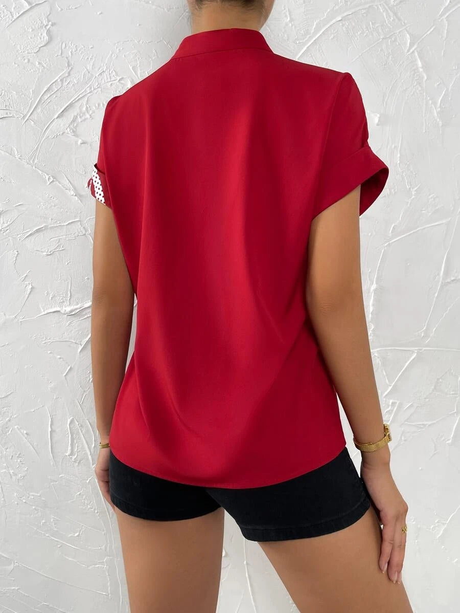 Contrast Color Buttoned Shirt - T-Shirts - Shirts & Tops - 7 - 2024