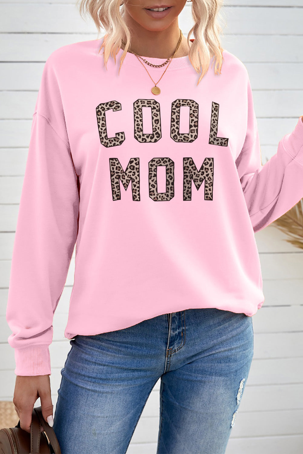 COOL MOM Graphic Drop Shoulder Sweatshirt - Pink / S - T-Shirts - Shirts & Tops - 1 - 2024