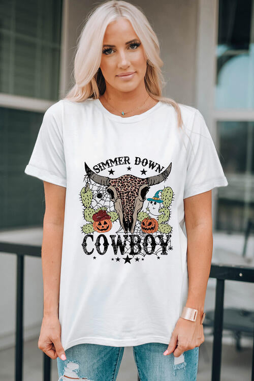 COWBOY Graphic Short Sleeve T-Shirt - White / S - T-Shirts - Shirts & Tops - 1 - 2024