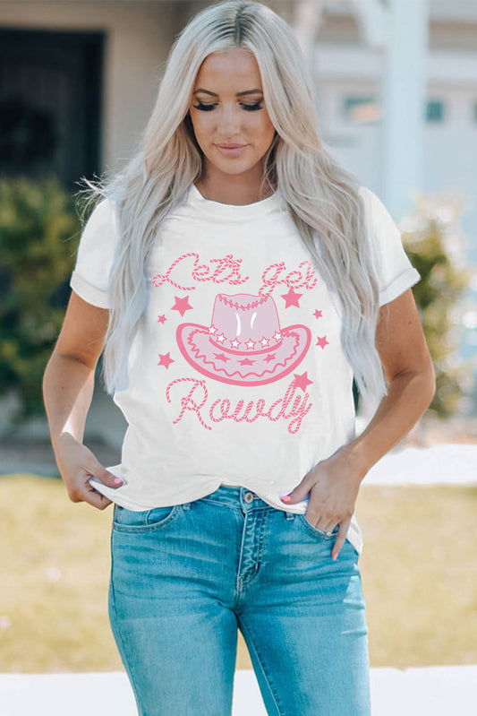 Cowboy Hat Graphic Round Neck Tee - T-Shirts - Shirts & Tops - 1 - 2024
