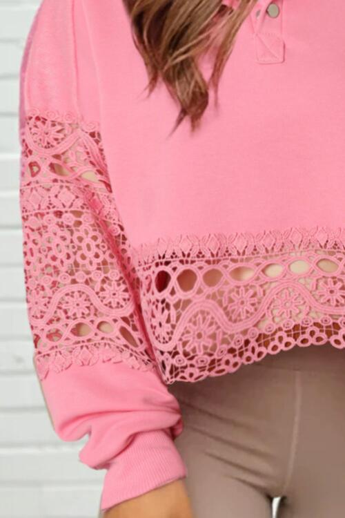 Crochet Snap Button Sweatshirt - T-Shirts - Shirts & Tops - 3 - 2024