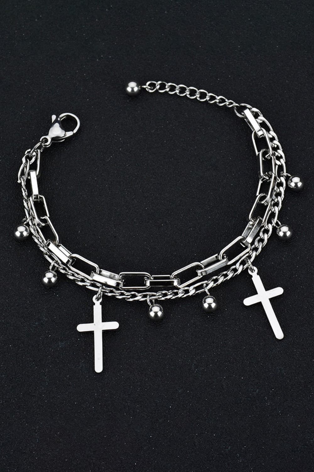 Cross Layered Stainless Steel Bracelet - Silver / One Size - T-Shirts - Bracelets - 2 - 2024