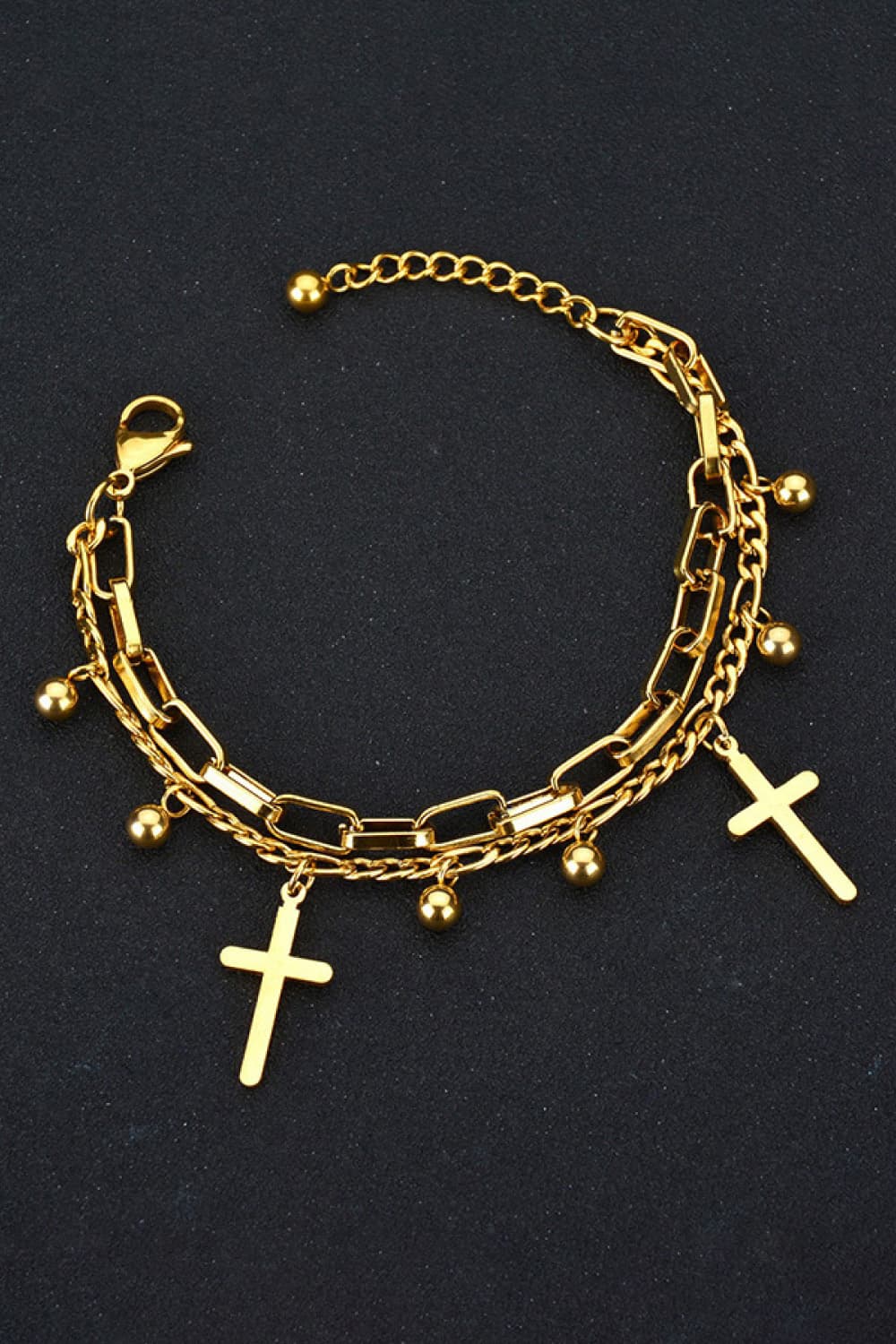 Cross Layered Stainless Steel Bracelet - Gold / One Size - T-Shirts - Bracelets - 4 - 2024