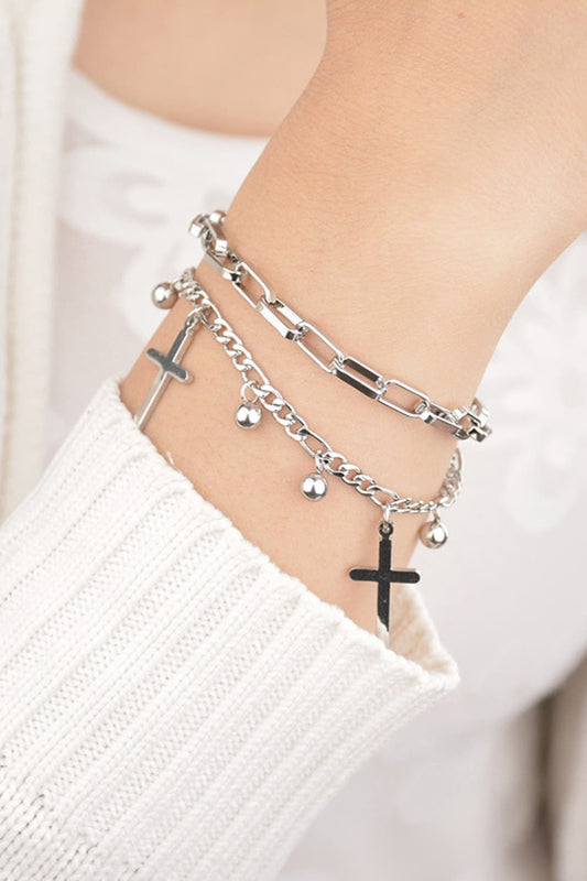 Cross Layered Stainless Steel Bracelet - T-Shirts - Bracelets - 1 - 2024