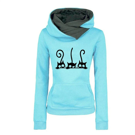 Cute Cat Hoodies for Women - Warm Autumn Winter Casual Sweatshirt - Blue / S - T-Shirts - Shirts & Tops - 4 - 2024