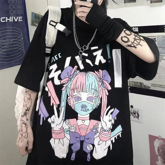 Cyber Punk Anime Oversized Tee - Urban Harajuku Style Graphic Shirt - Black / S - T-Shirts - Shirts & Tops - 3 - 2024